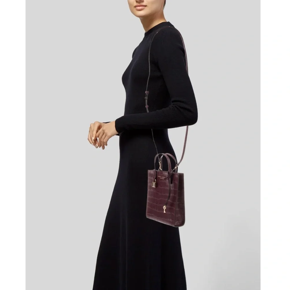 Marc Jacobs Micro Leather Burgundy Embossed Crocodile Crossbody - Picture 2 of 9